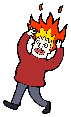 Hair On Fire Cartoon, Shutterstock Licensed -- 14Feb2018