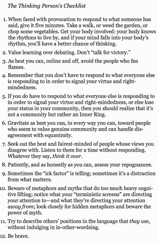 The Thinking Persons Checklist